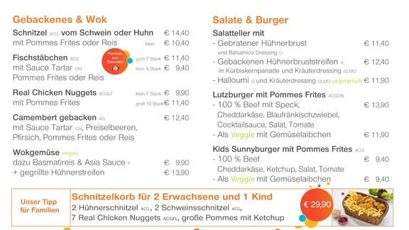 Gebackenes, Salate und Wok Gebackenes, Salate und Wok